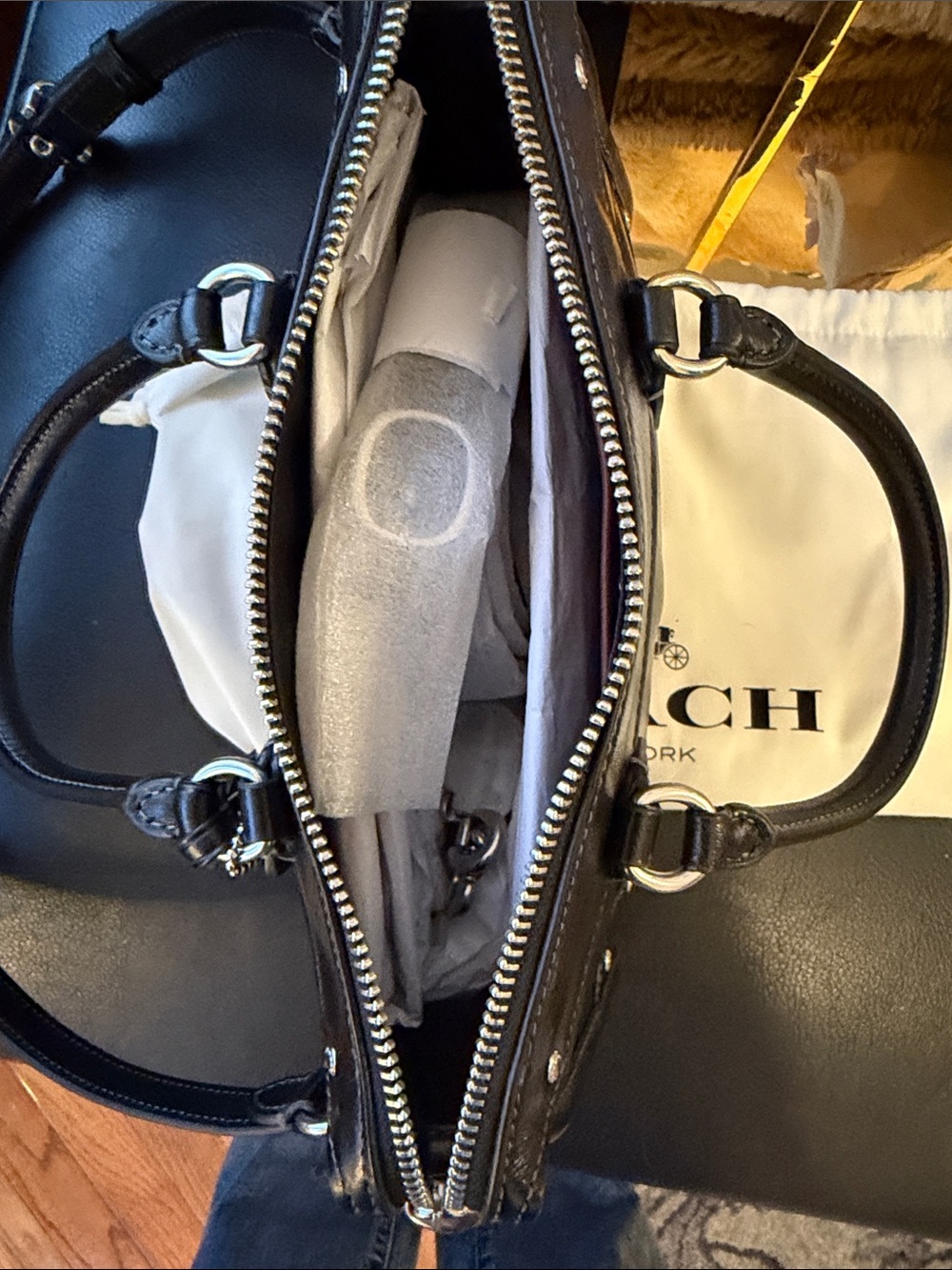Coach Rhyder Satchel Bag 24 Glazed Leather Black Silver - Picture 14 of 14